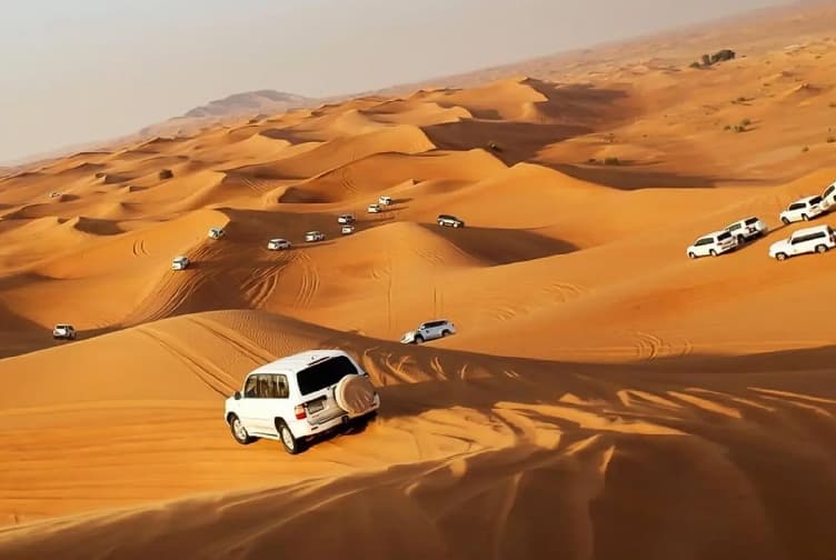 Dubai: Evening Desert Safari, Sandboarding, Camel Ride, Sunset Views & BBQ dinner gallery image 3