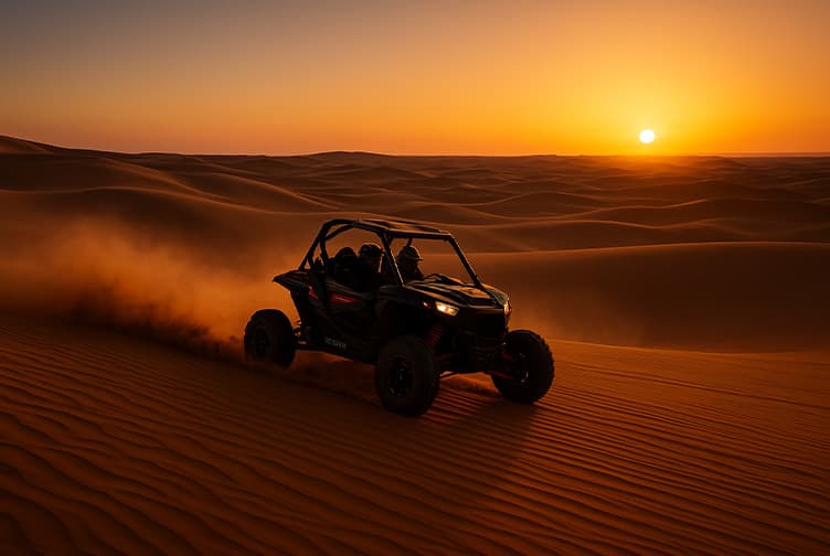 Dubai: Evening desert safari, Sand boarding, Camel ride, BBQ Dinner & Buggy ride