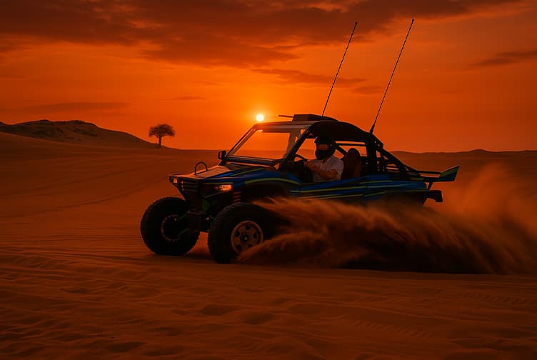 Dubai: Evening desert safari, Sand boarding, Camel ride, BBQ Dinner & Buggy ride gallery image 3